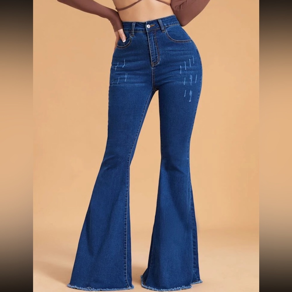 Privé High Waist Raw Hem Flared Leg Jeans - Picture 3 of 4